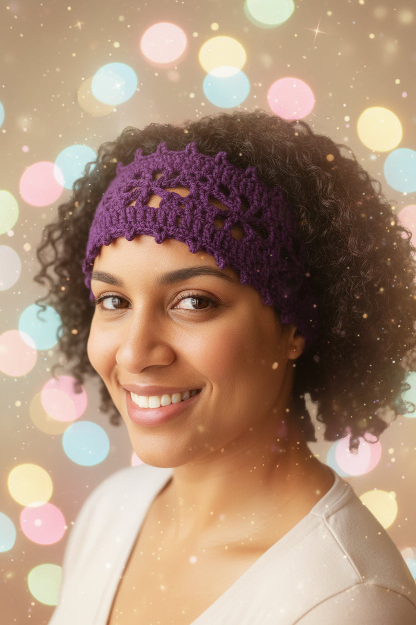 Purple Floral lace  HeadWrap