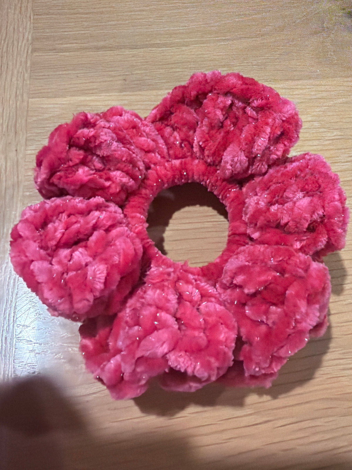 Pink free love Velvet scrunchie