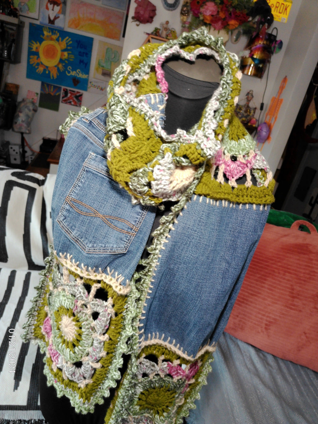 upcycle Boho Demin scarf