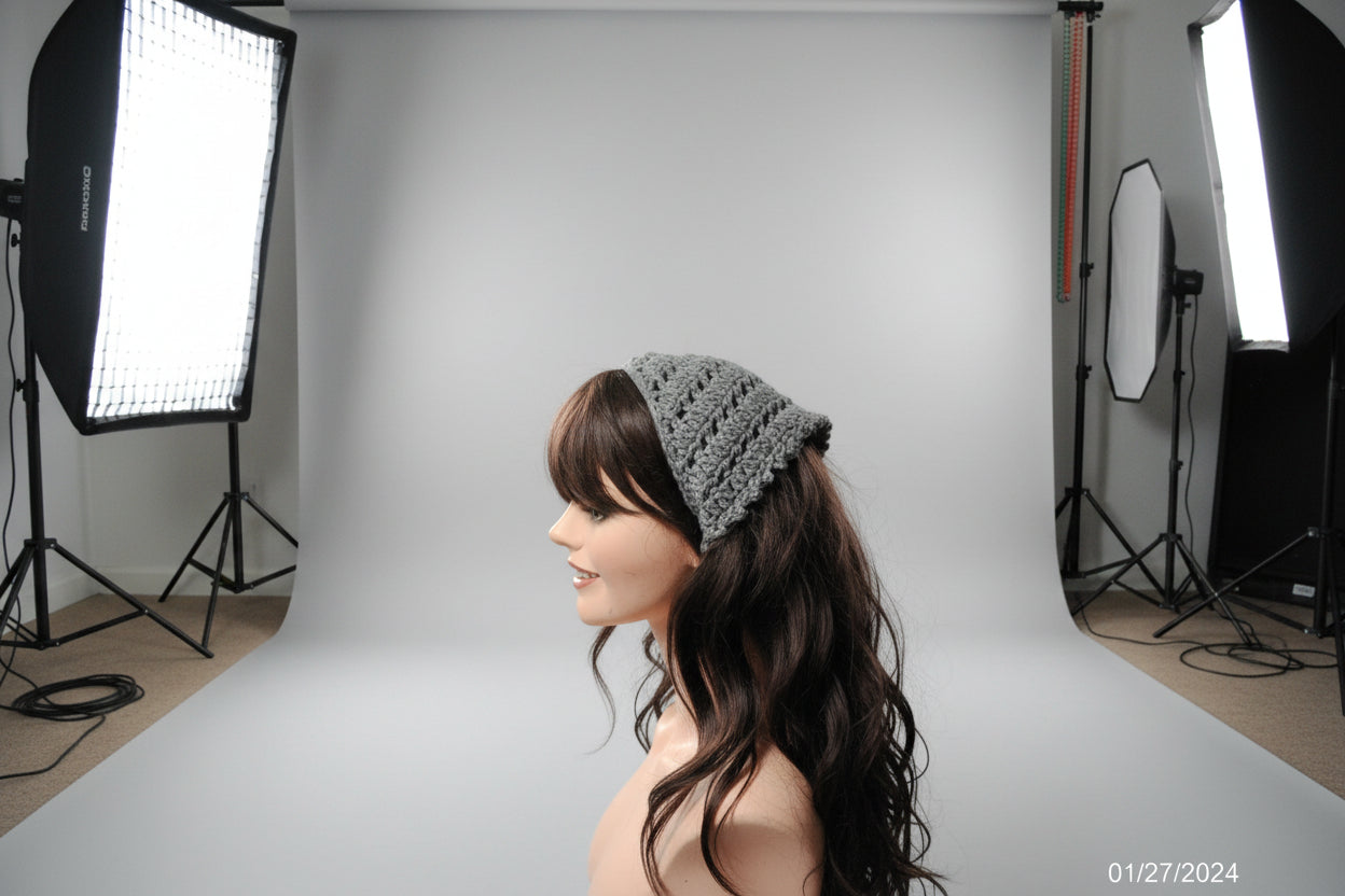 Eyelet Bandana  Grey