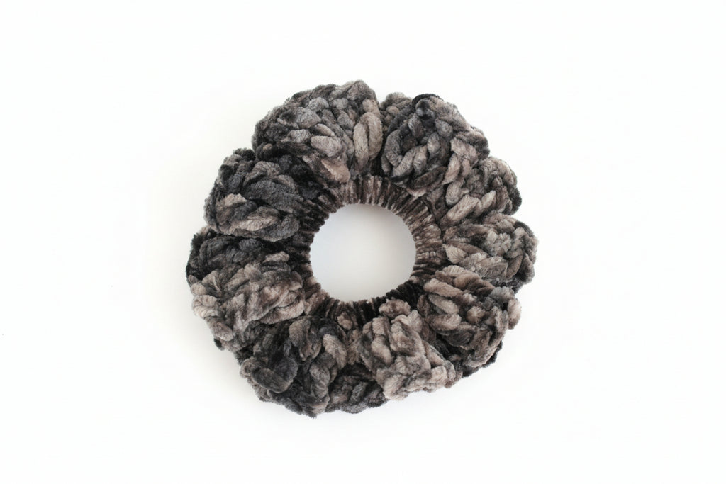 Deep Gray crushed Velvet scrunchie
