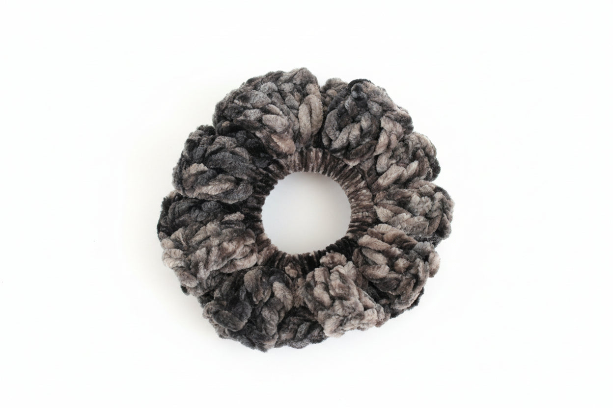 Deep Gray crushed Velvet scrunchie
