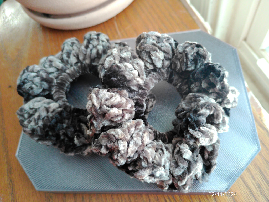 Deep Gray crushed Velvet scrunchie