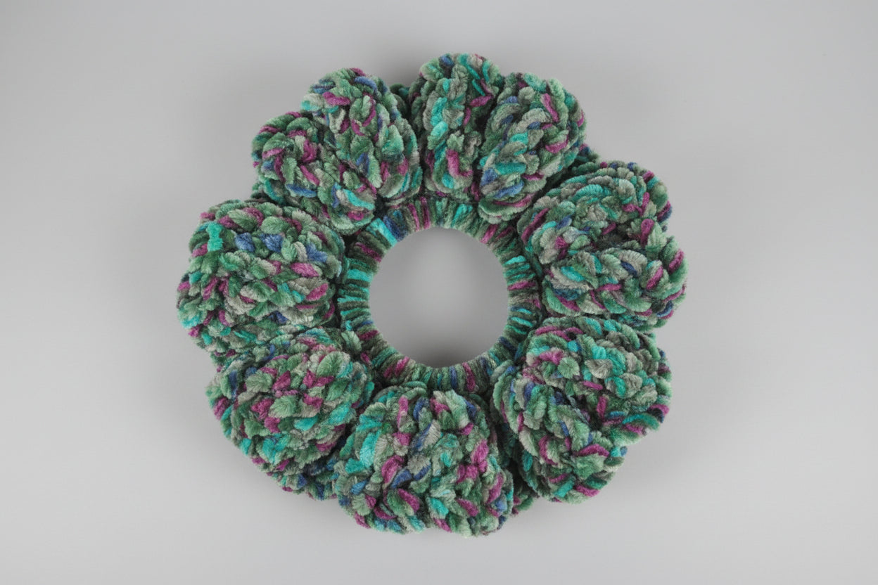 Peacock velvet Scruchie