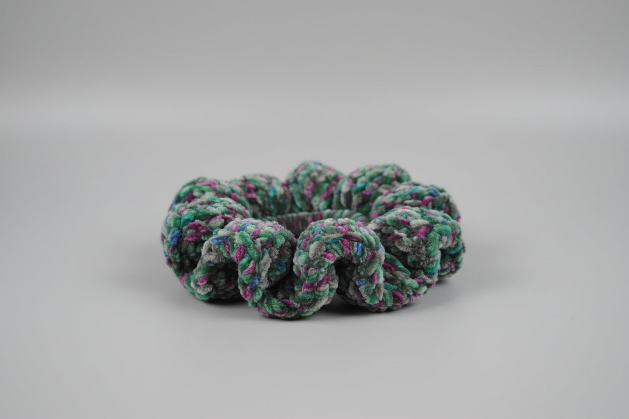 Peacock velvet Scruchie