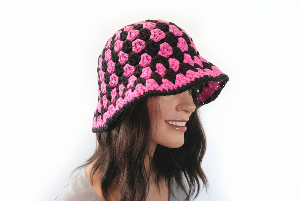 Bucket Hat Pink and Black