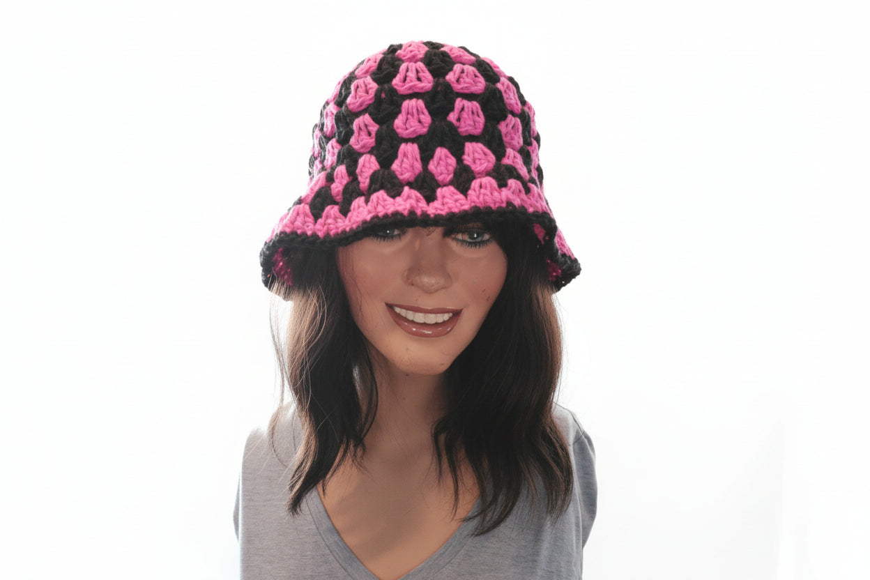 Bucket Hat Pink and Black