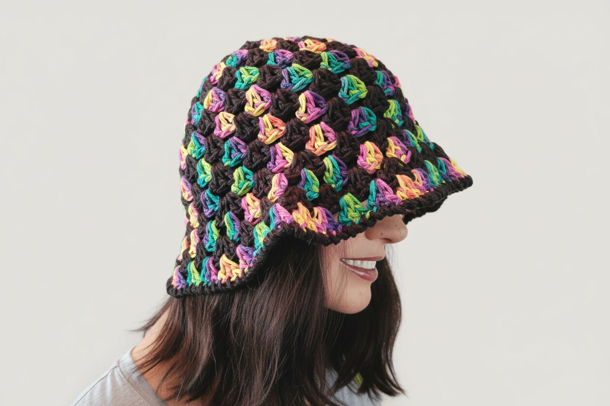 Bucket Hat Black/Rainbow