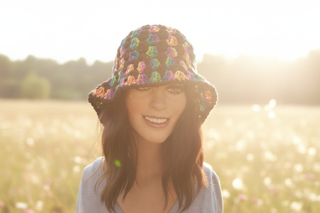 Bucket Hat Black/Rainbow