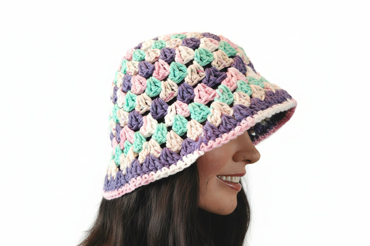 Bucket Hat soft colors/purple