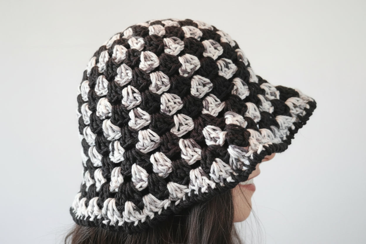 Bucket Hat Grey-mix and black