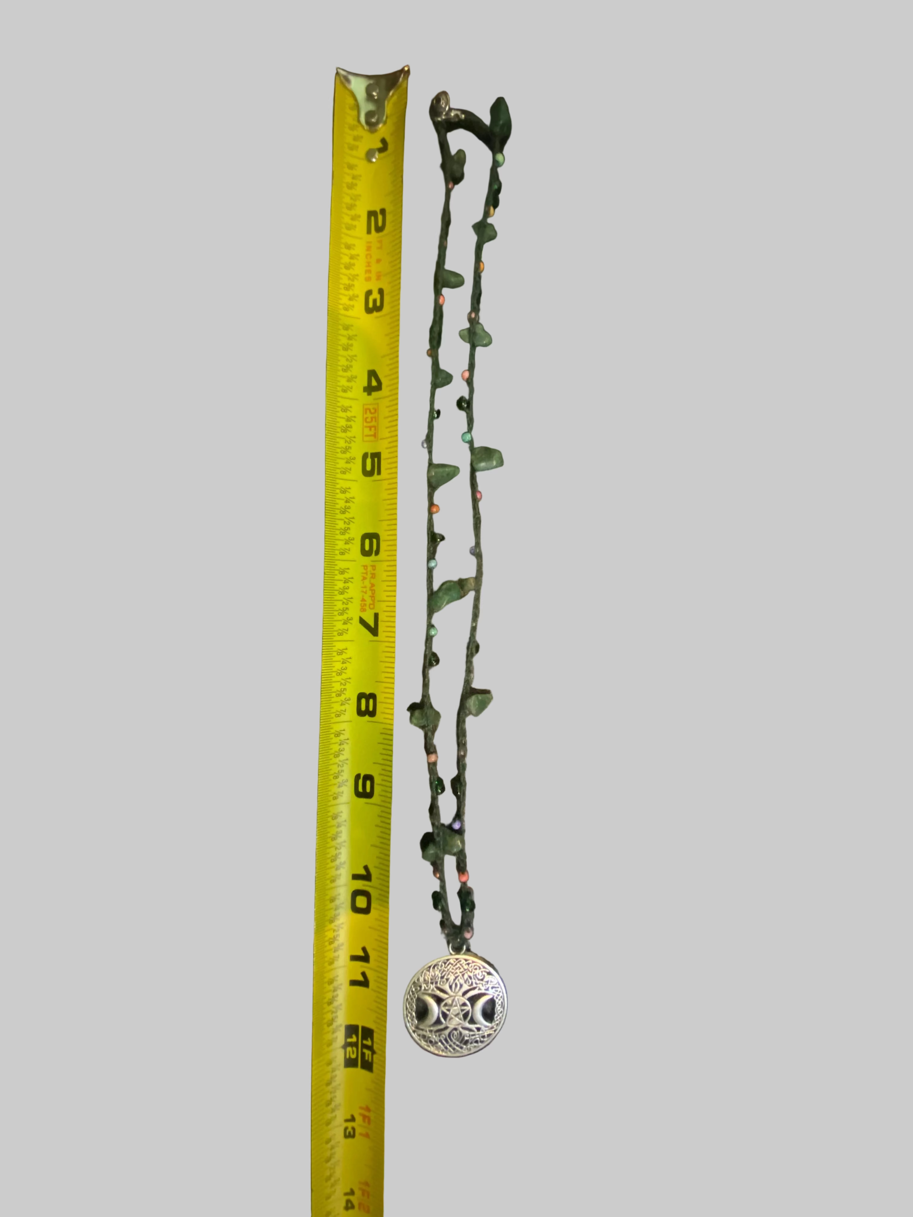 Silver toned Celtic tree of life W/ Green Aventurine ￼